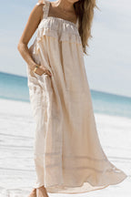 Lelah 100% Linen Maxi Dress in Natural - Bump Friendly