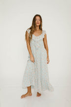 Desi Maxi Dress in Light Blue - Bump Friendly for Early Maternity