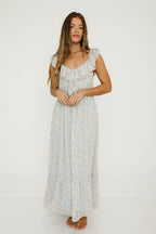 Desi Maxi Dress in Light Blue - Bump Friendly for Early Maternity