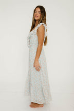 Desi Maxi Dress in Light Blue - Bump Friendly for Early Maternity