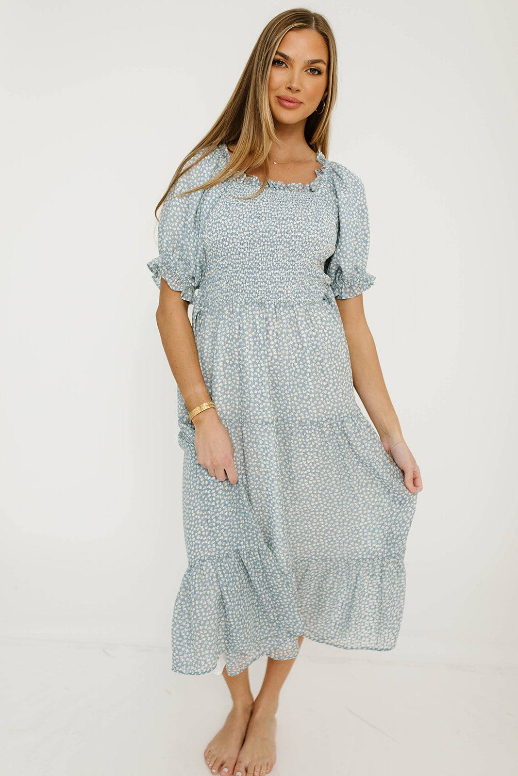 Sherelle Midi Dress in Cloud - Bump Friendly