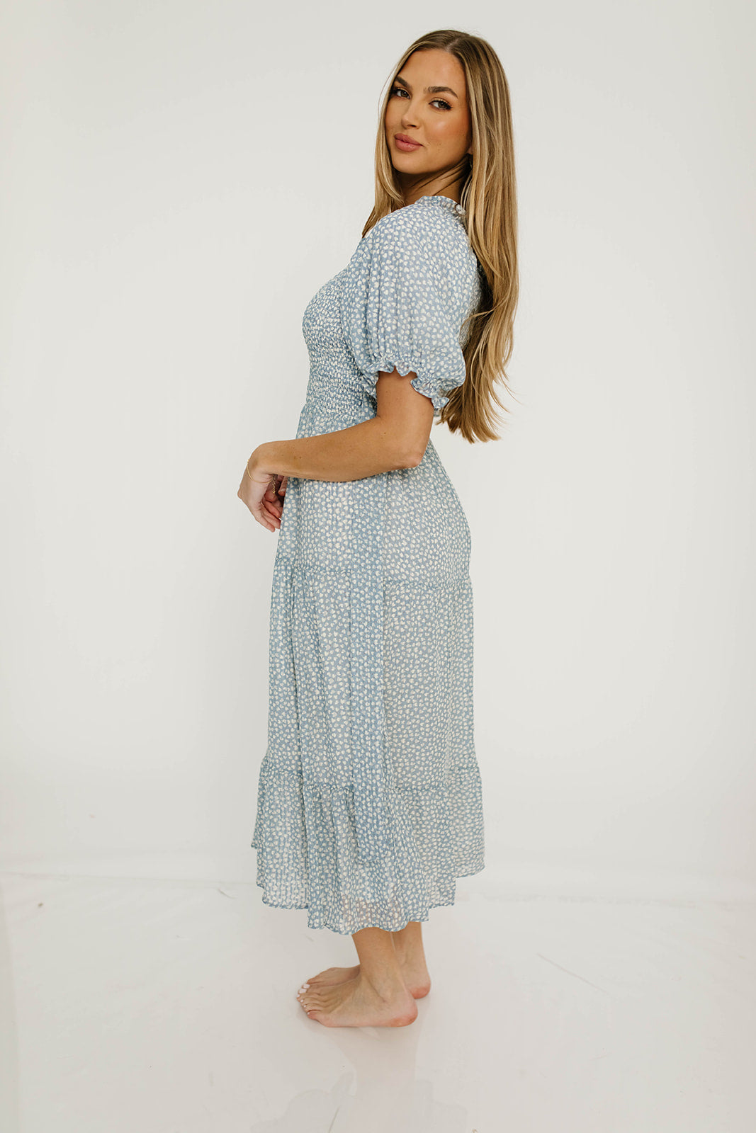 Sherelle Midi Dress in Cloud - Bump Friendly