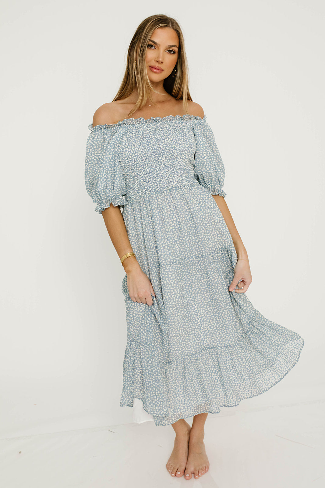 Sherelle Midi Dress in Cloud - Bump Friendly