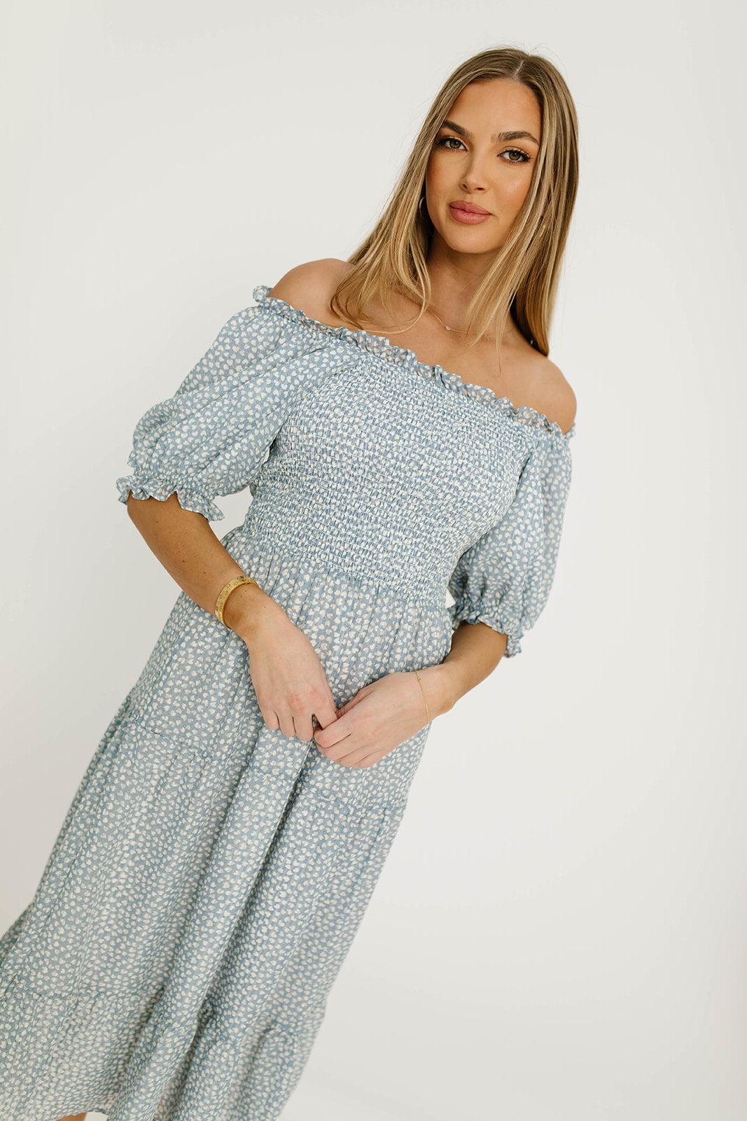 Sherelle Midi Dress in Cloud - Bump Friendly