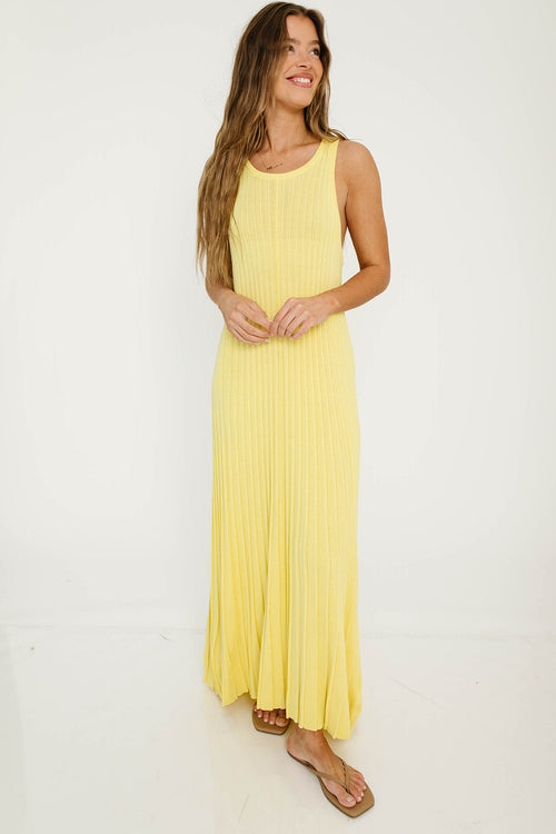 Alba Ribbed Maxi Sweater Dress in Banana