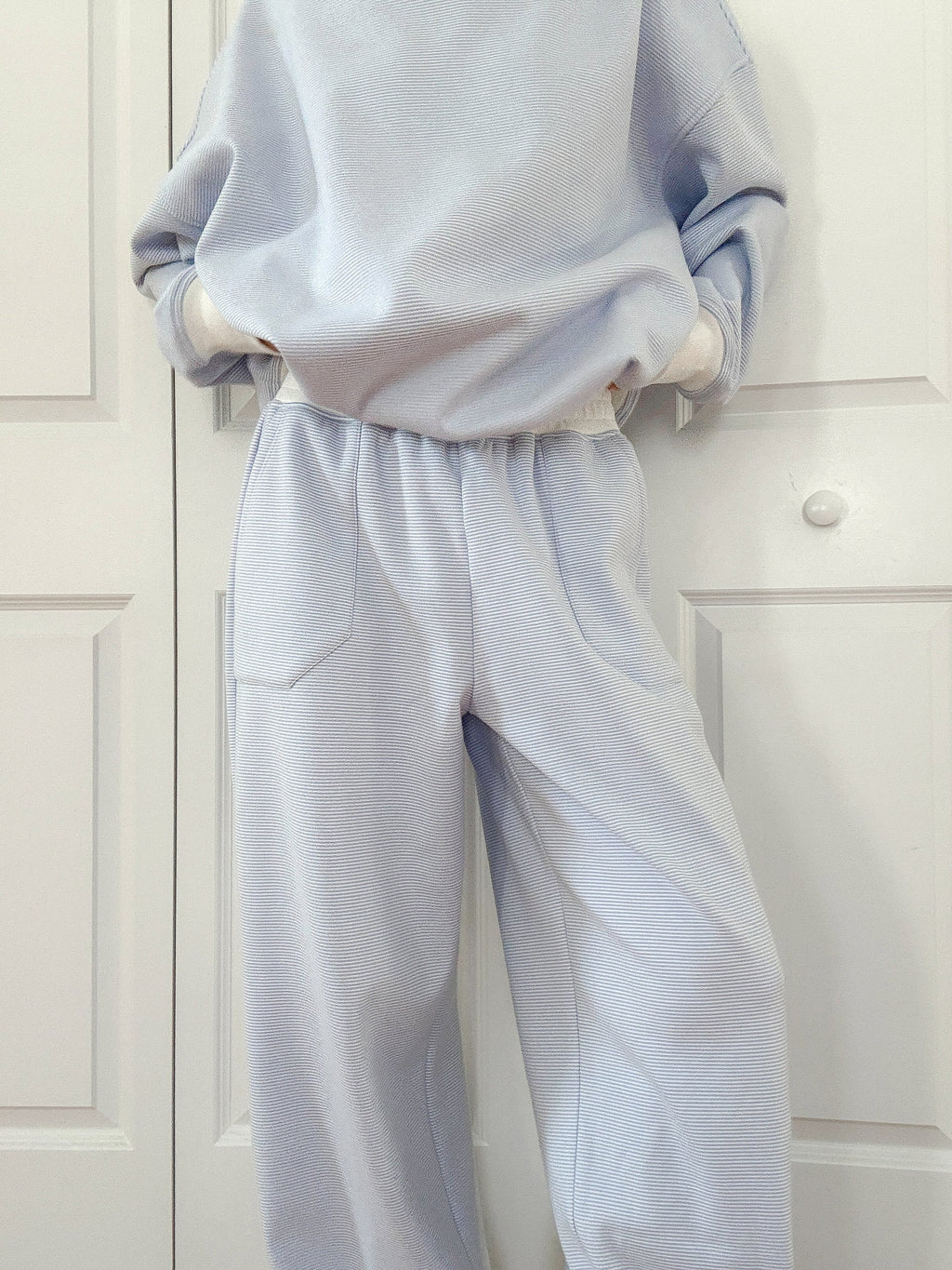 Nixon Mini Striped Sweatpants in Blue and White