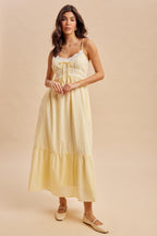 Faye Lace Detail Maxi Dress in Lemon Water