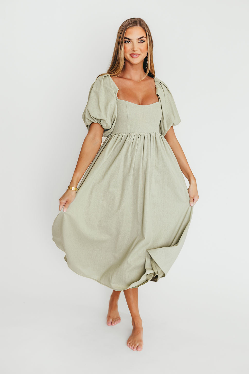 Hamilton Midi Dress in Olive - Bump Friendly & Inclusive Sizing (S-2XL)