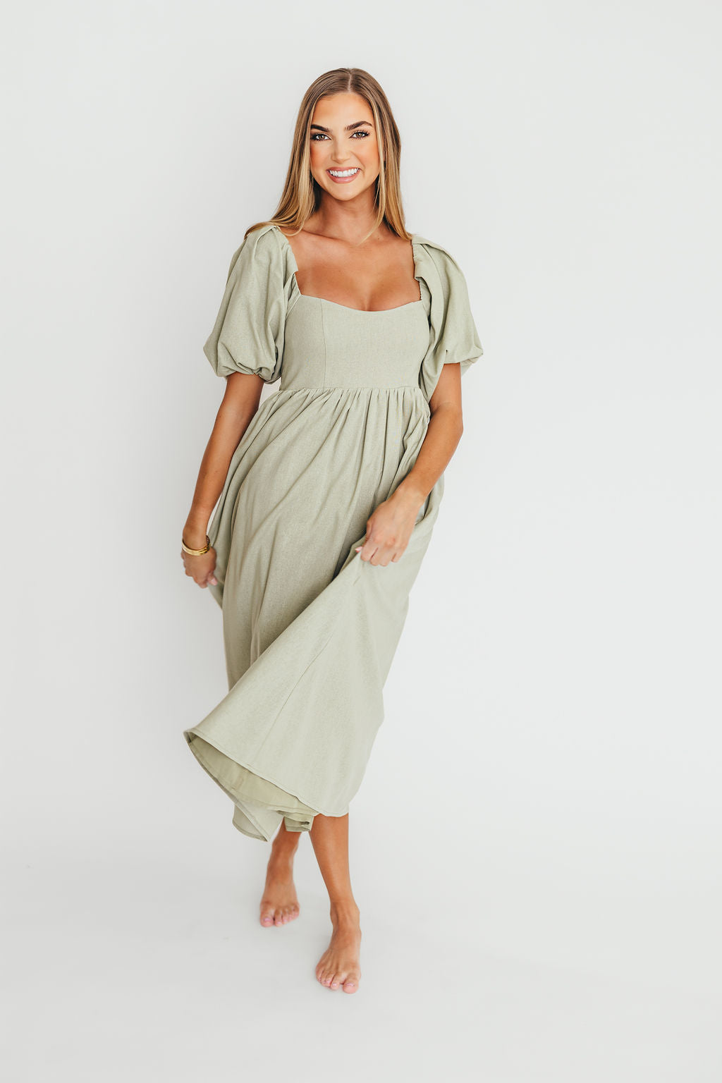 Hamilton Midi Dress in Olive - Bump Friendly & Inclusive Sizing (S-2XL)