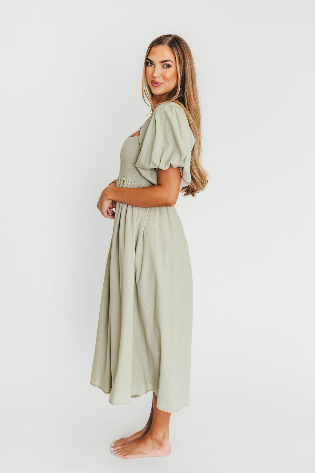 Hamilton Midi Dress in Olive - Bump Friendly & Inclusive Sizing (S-2XL)