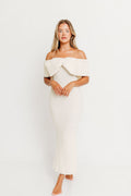 Aston Bow Front Maxi Sweater Dress in Ivory – Bump Friendly & Inclusive Sizing (S-3XL)