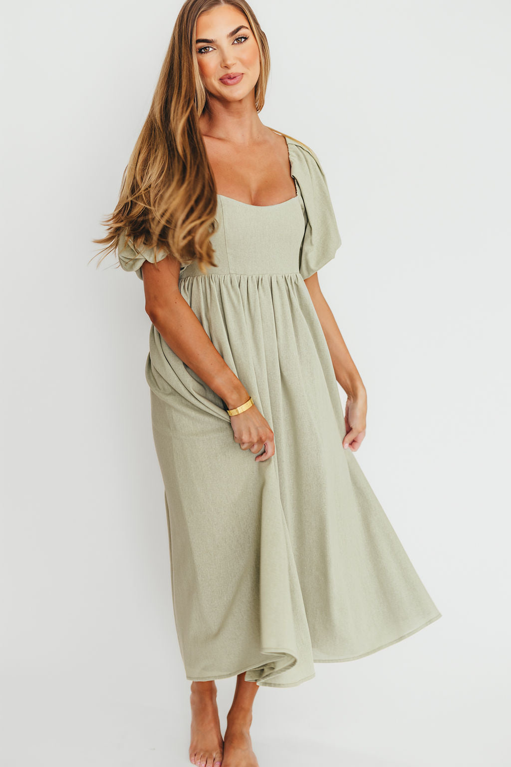 Hamilton Midi Dress in Olive - Bump Friendly & Inclusive Sizing (S-2XL)