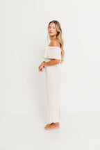 Aston Bow Front Maxi Sweater Dress in Ivory – Bump Friendly & Inclusive Sizing (S-3XL)