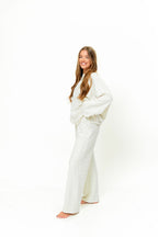 Campbell Striped Fleece Lounge Pants in Ivory