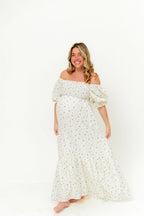 Livvy 100% Cotton Dress in Ivory/Pink Floral (Fully Lined) - Bump Friendly