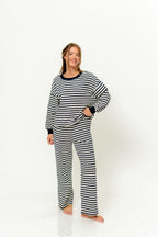 Rudie Sweatshirt and Sweatpants Set in Cream/Navy Stripe
