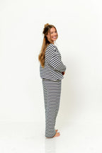 Rudie Sweatshirt and Sweatpants Set in Cream/Navy Stripe