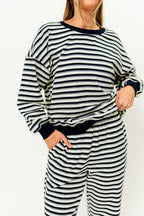 Rudie Sweatshirt and Sweatpants Set in Cream/Navy Stripe