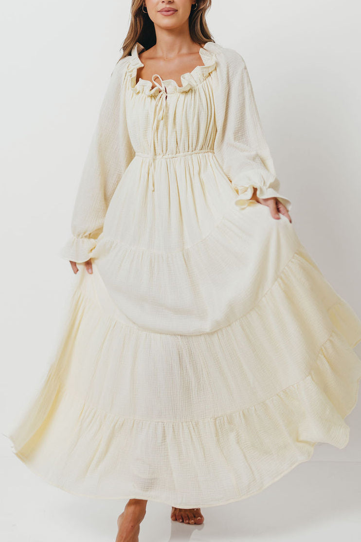 Golden Hour 100% Cotton Maxi Dress in Cream - Bump Friendly