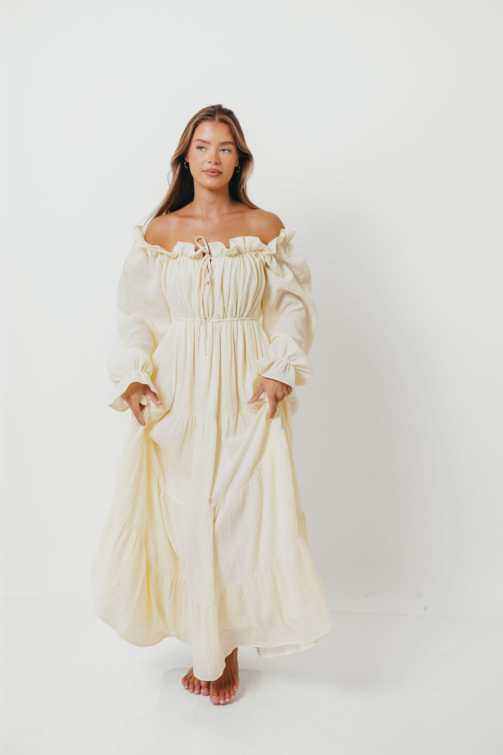 Golden Hour 100% Cotton Maxi Dress in Cream - Bump Friendly