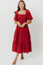 Elena Midi Dress in Rust