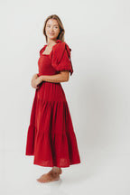 Elena Midi Dress in Rust