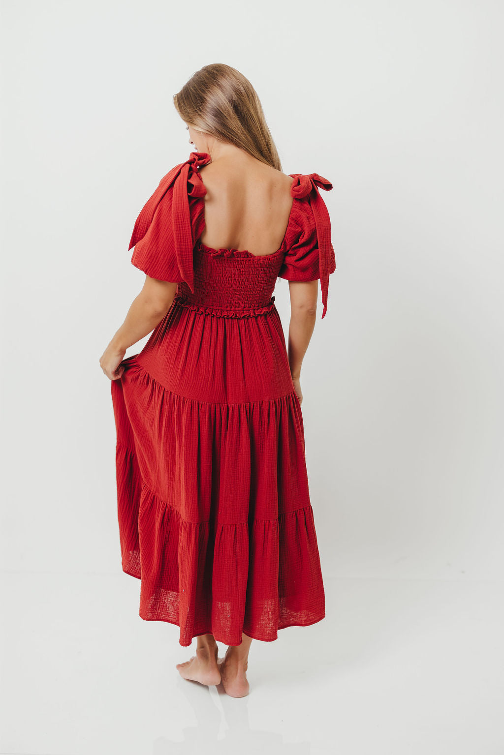 Elena Midi Dress in Rust