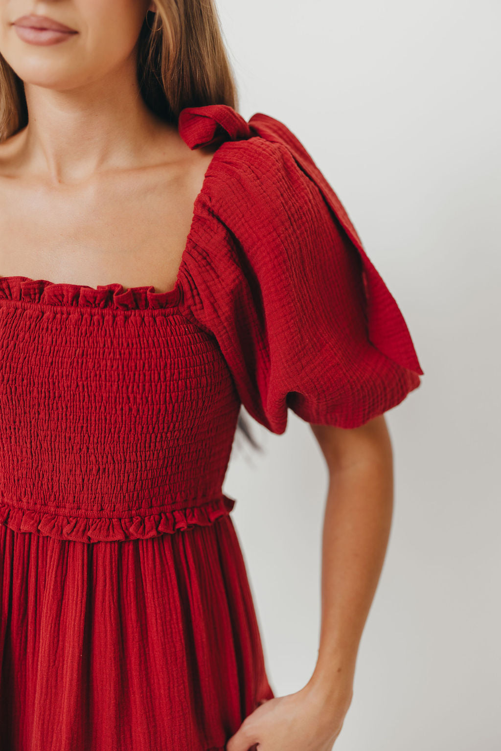 Elena Midi Dress in Rust