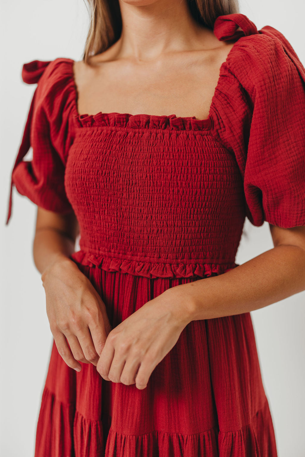 Elena Midi Dress in Rust