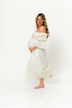 Corrine Tiered Sleeve Maxi Dress in Ivory Cream