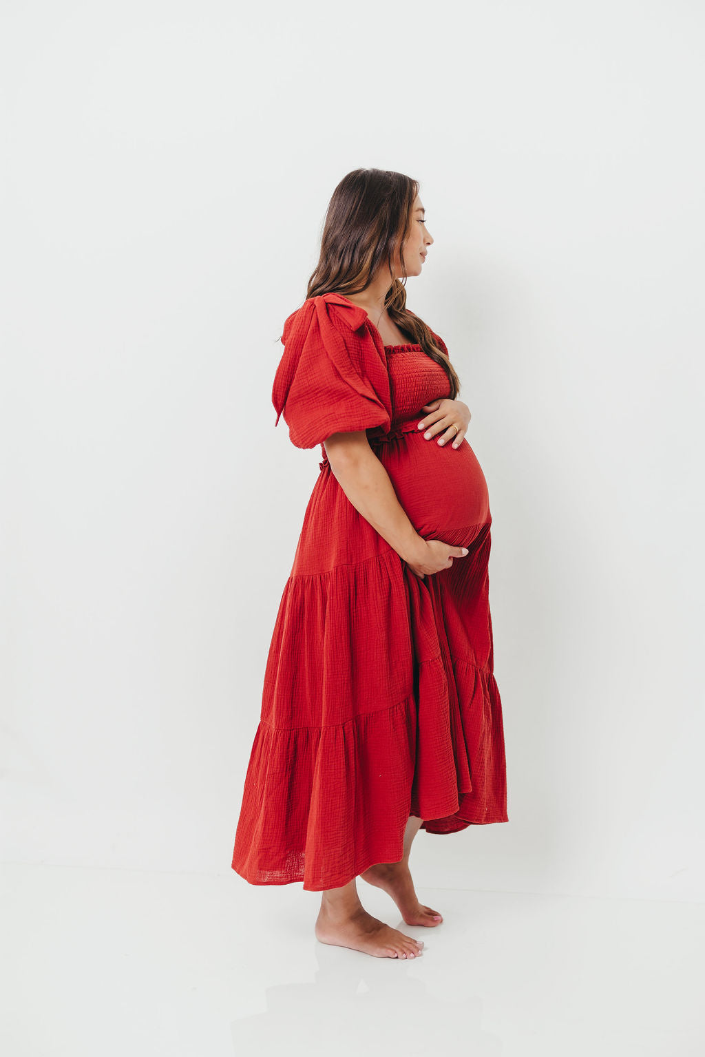 Elena Midi Dress in Rust