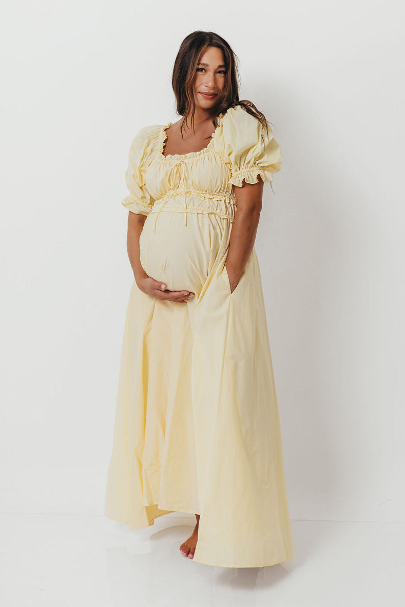 Sydnee Cotton Maxi Dress in Butter Yellow - Bump Friendly (Restocking in July)