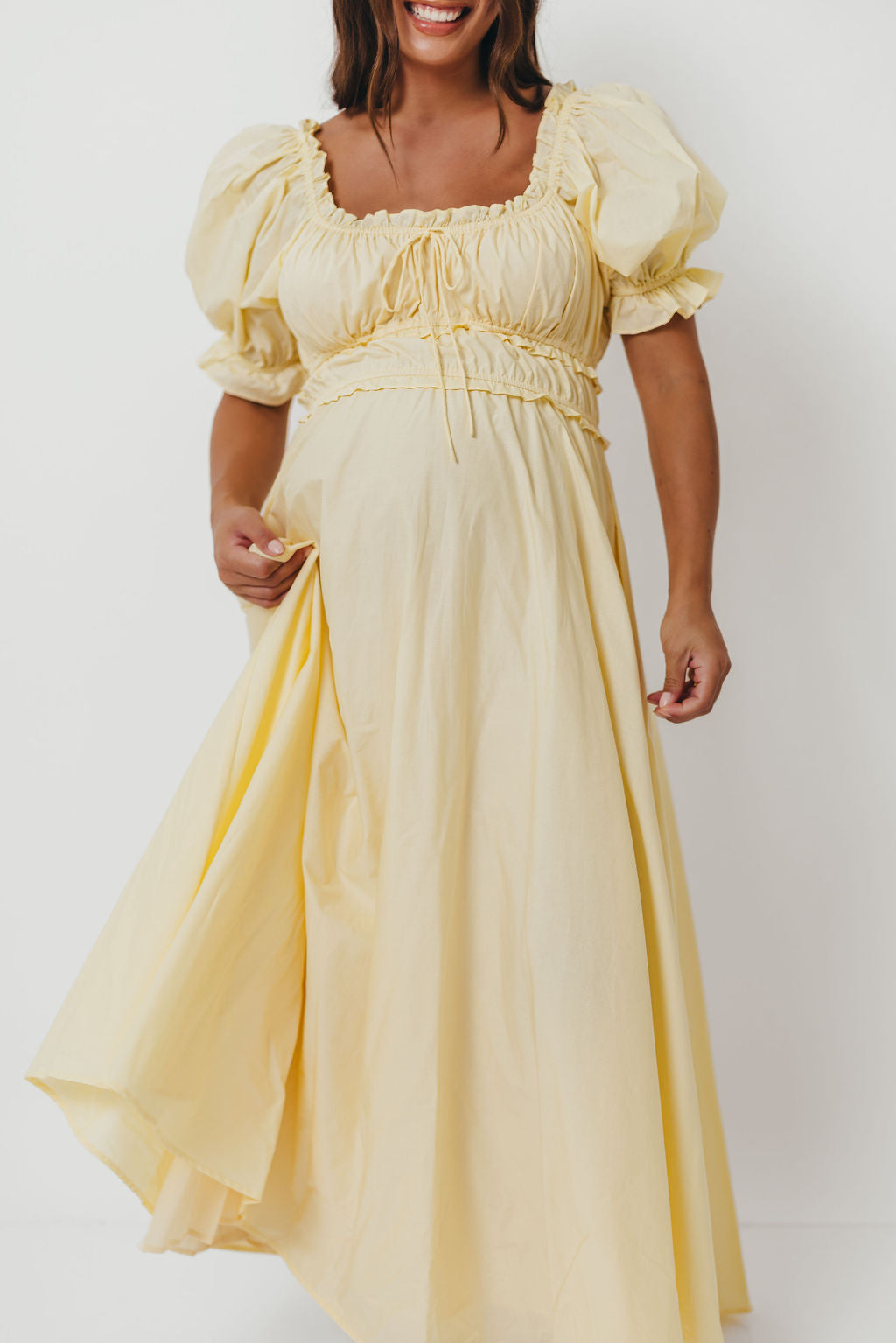 Sydnee Cotton Maxi Dress in Butter Yellow - Bump Friendly (Restocking in July)