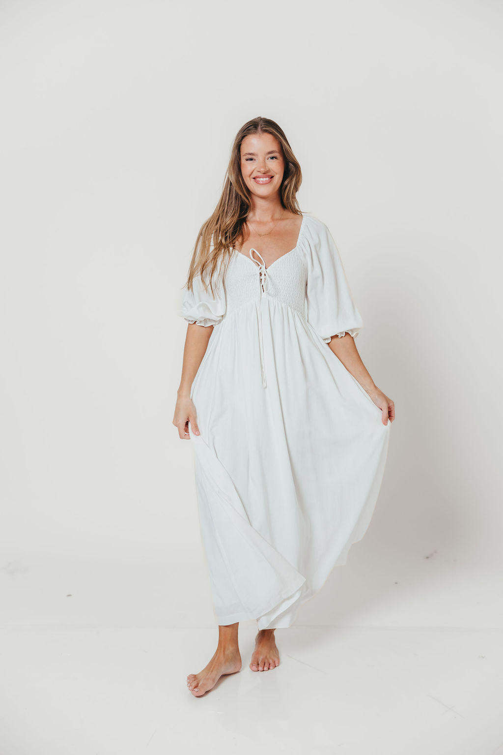 Cecilia Maxi Dress in Off-White - Bump Friendly