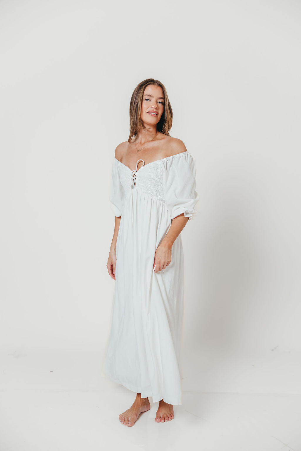 Cecilia Maxi Dress in Off-White - Bump Friendly