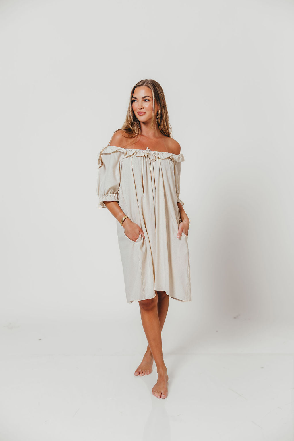 Betty Mini Dress in Linen Blend