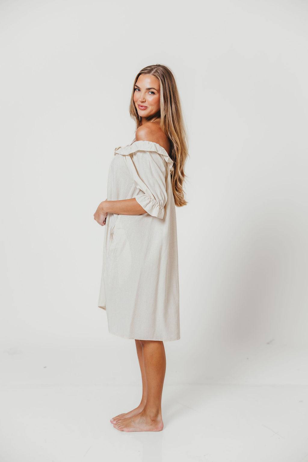 Betty Mini Dress in Linen Blend