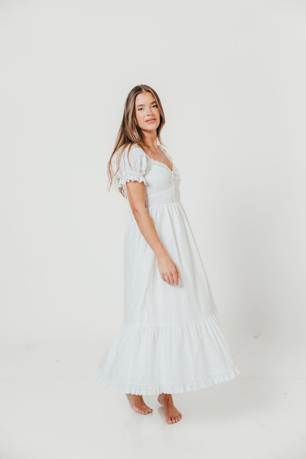 Holdyn 100% Cotton Maxi Dress in Off-White - Inclusive Sizing