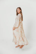 Anna Eyelet Button Down Tiered Dress in Blush Multi