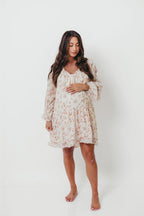 Maui Soft Petals Flare Mini Dress in Cream Multi with Detachable Liner