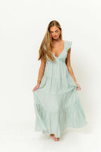 Katy Pleated Bodice Maxi Dress in Light Mint - Bump Friendly