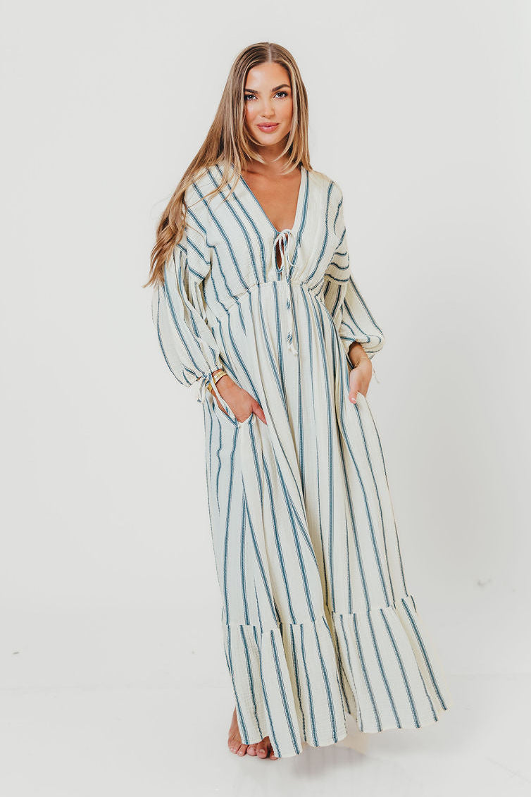Hunter 100% Cotton Midi Dress in Navy Stripe - Bump Friendly & Inclusive Sizing *6/11 PRE-ORDER*