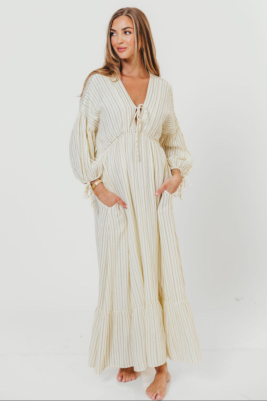 Hunter 100% Cotton Midi Dress in Off-White - Bump Friendly & Inclusive Sizing