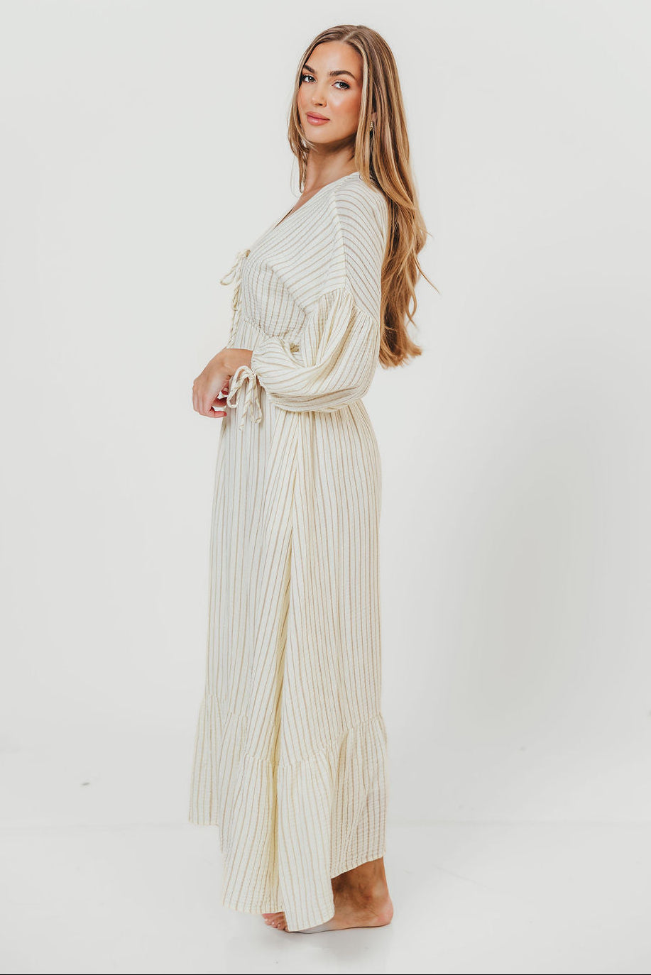 Hunter 100% Cotton Midi Dress in Off-White - Bump Friendly & Inclusive Sizing