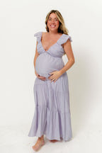 Katy Pleated Bodice Maxi Dress in Lavender - Bump Friendly
