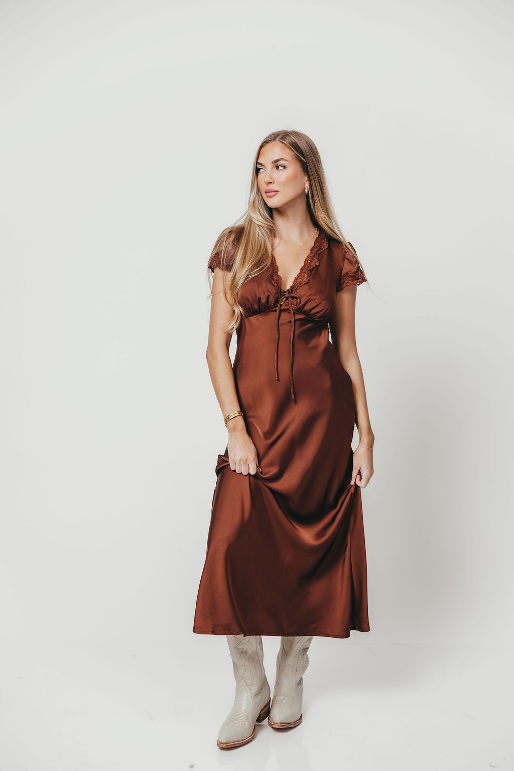 Vivienne Midi Dress in Brown