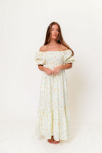 Livvy 100% Cotton Dress in Green (Fully Lined) - Bump Friendly