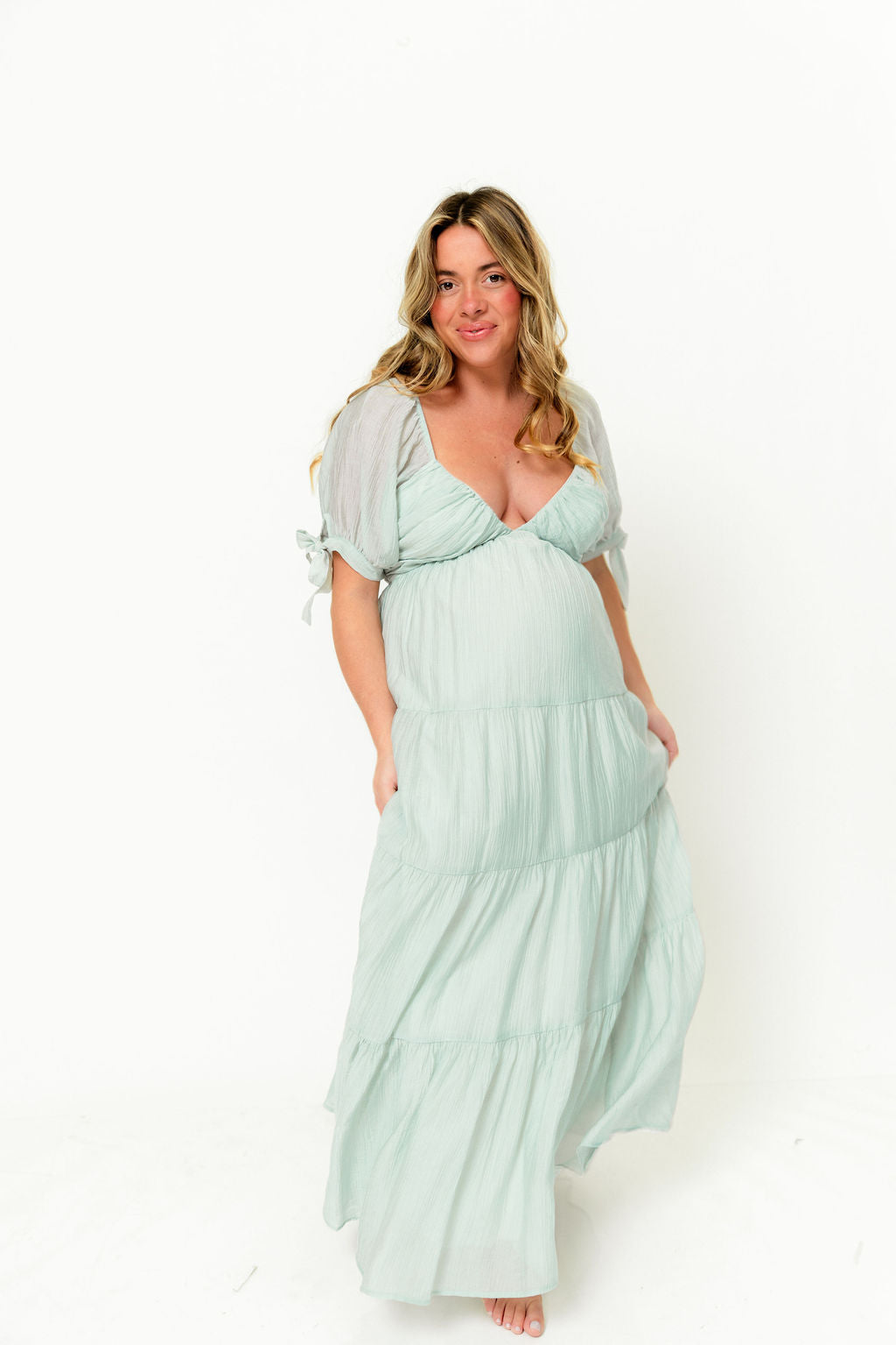 Grayson Maxi Dress in Light Mint - Bump Friendly