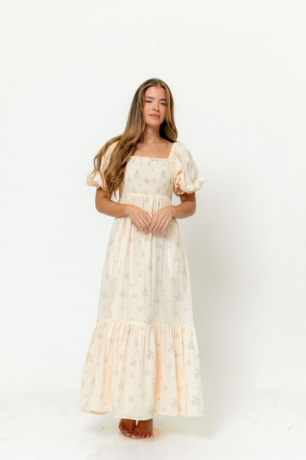 Livvy 100% Cotton Dress in Peach