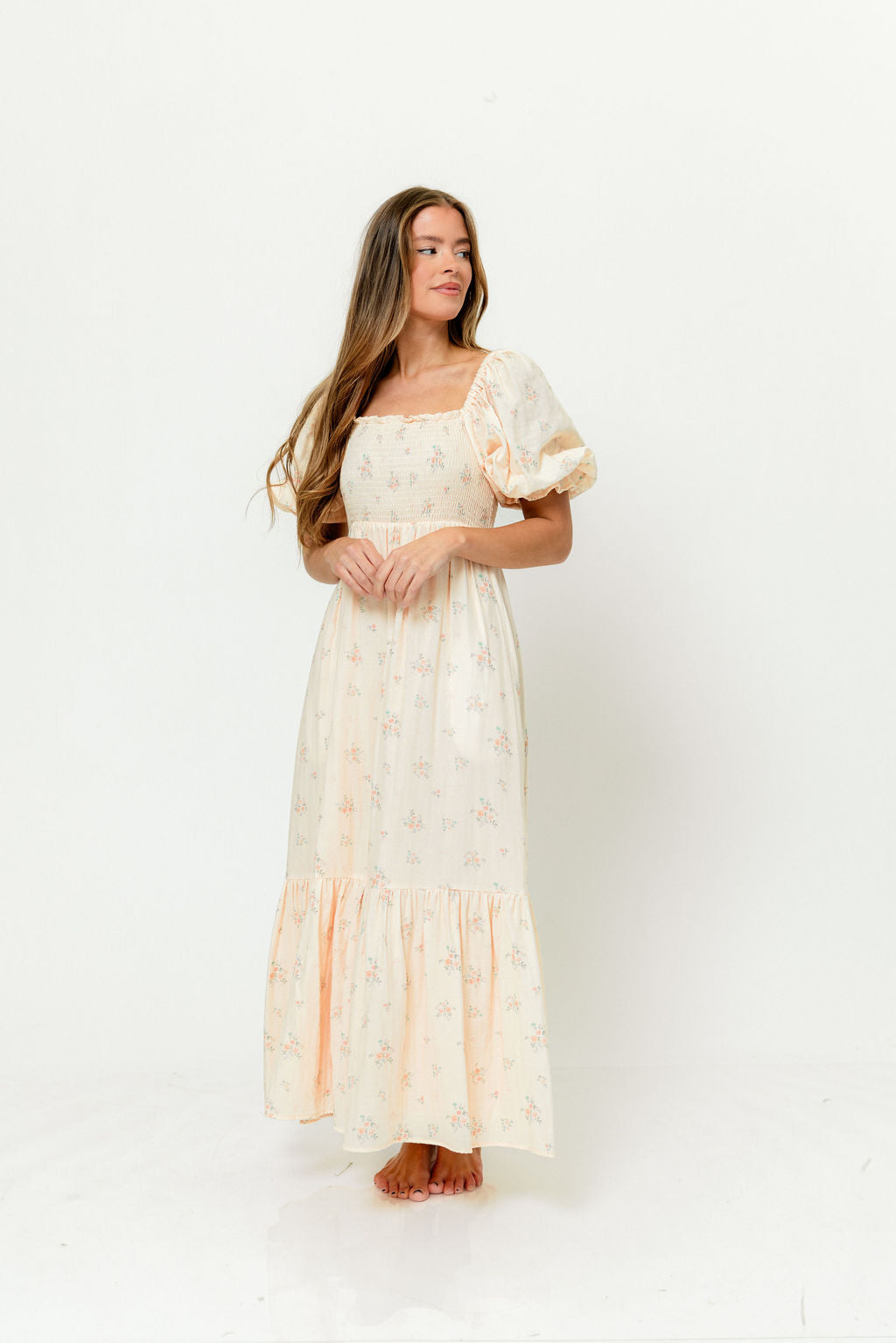Livvy 100% Cotton Dress in Peach